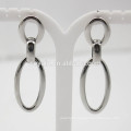 High polish shiny connected silver chain stud earrings